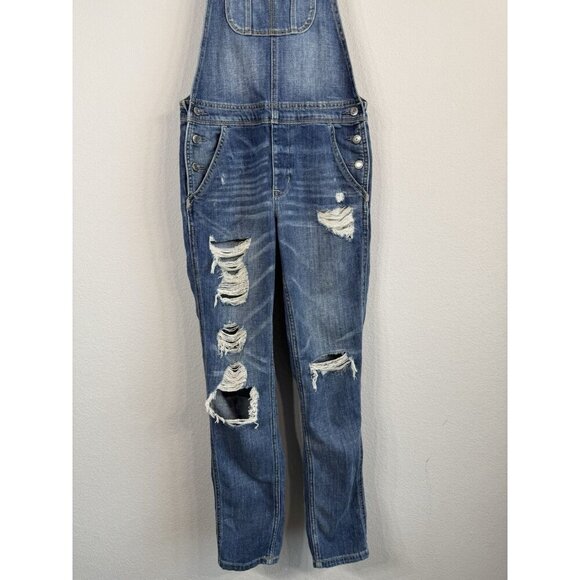 American Eagle Outfitters Women’s XS Tomgirl Overalls Distressed Stretch Denim - Picture 6 of 13